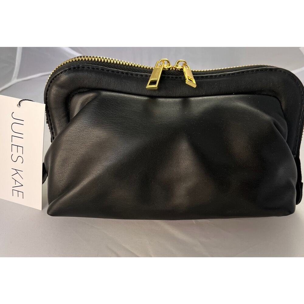 NWT JULES KAE Vegan Leather small Crossbody Bag Purse in Black With Dust Bag